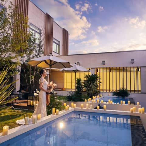 ガーデン付き会場を貸切に!大人数プラン*80名313万円